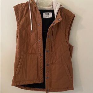 BKE Brown Quilted Vest with Hood